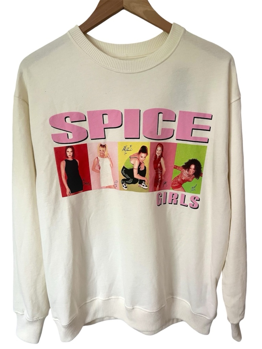 Spice Girls Hollister Sweatshirt 90s Y2K Crewneck Cream Oversized Womens Small